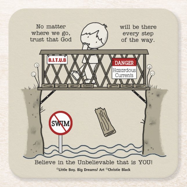 Gott wird da sein rechteckiger pappuntersetzer (Vorderseite)