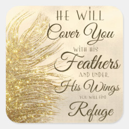 Gott wird dich mit seinen Federn bedecken Quadratischer Aufkleber