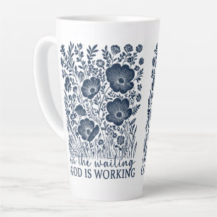 Gott wirkt in der Wartezeit Blaues Blumenmuster Ch Milchtasse