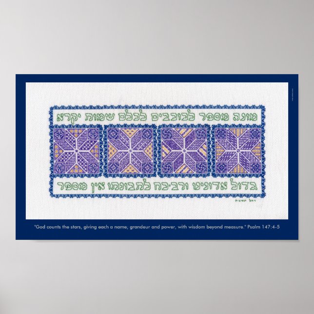 "Gott zählt die Sterne" Psalm 147:4-5, Übersetzung Poster (Vorne)