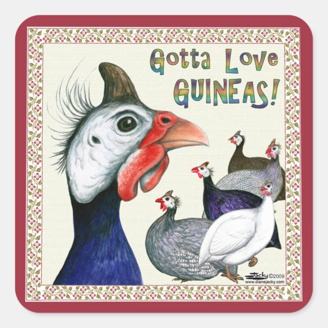 Gotta Liebe Guinea! Quadratischer Aufkleber (Vorderseite)
