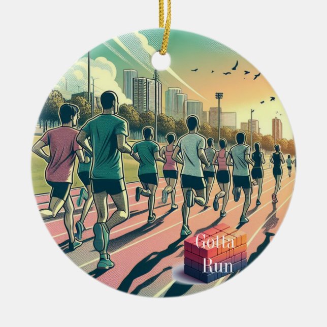 Gotta Run Running Club Pop Art Keramik Ornament (Vorne)