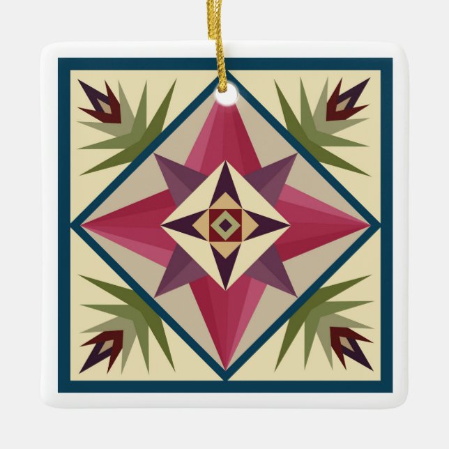 Gottes Augapfel-Quilt-Ornament Keramikornament (Vorderseite)