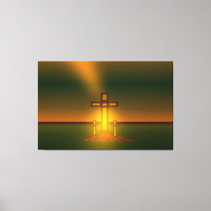 Gottes Auralicht über dem Kreuz Christi Leinwanddruck