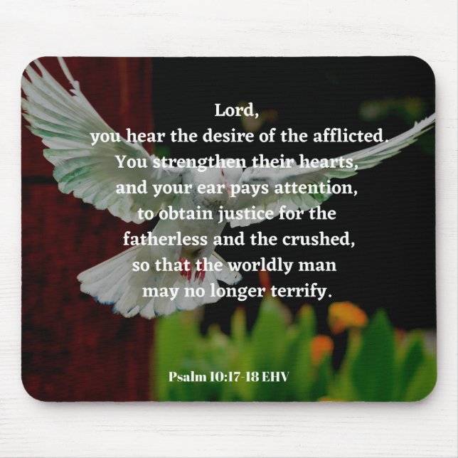 Gottes Barmherzige Bibel Verse Psalm 10:17-18 Chri Mousepad (Vorne)