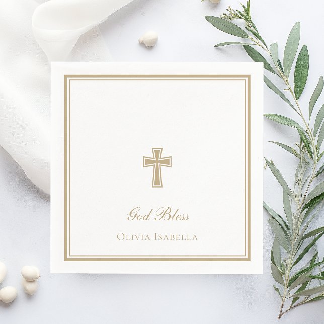 Gottes Bless Gold Cross Girl Taufe Serviette (Von Creator hochgeladen)