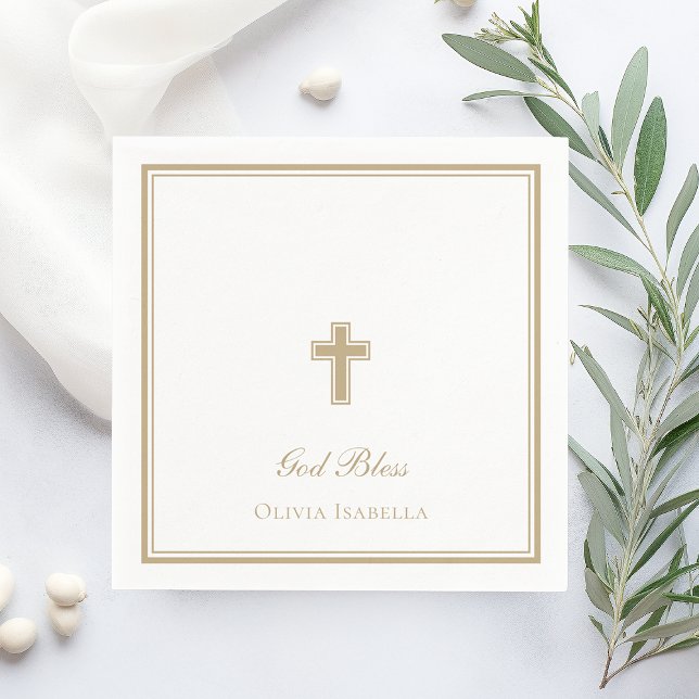 Gottes Bless Gold Cross Girl Taufe Serviette (Von Creator hochgeladen)