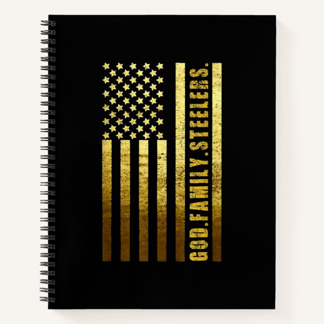 Gottes Familie Steelers Pro US-Flagge Notizbuch (Vorderseite)