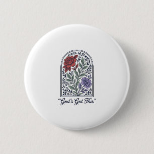 Gottes hat dies Vintage-Blumen-Glaube Button