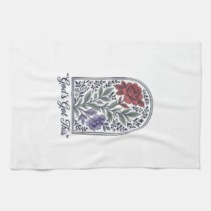 Gottes hat dies Vintage-Blumen-Motiv Glauben Geschirrtuch