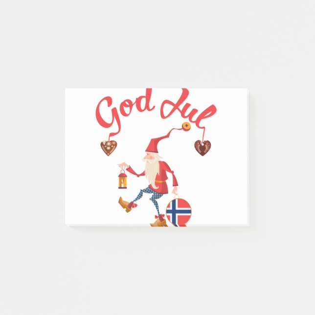 Gottes jul, Norwegischer Merry-Weihnachten Post-it Klebezettel (Vorderseite)