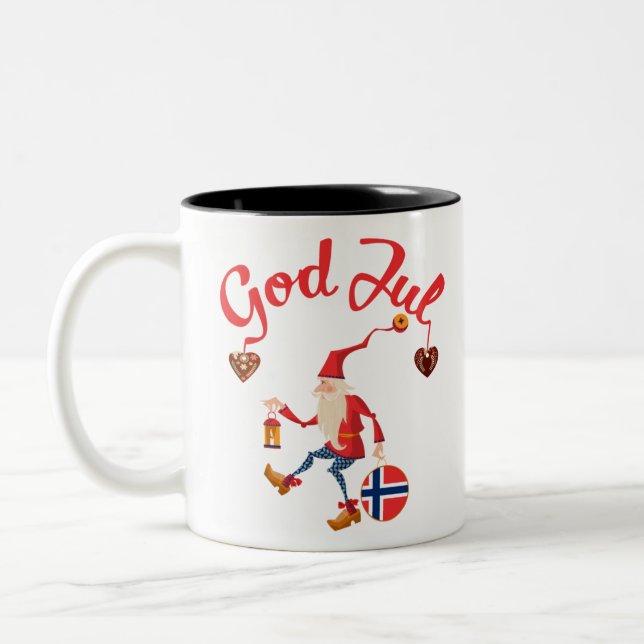 Gottes jul, Norwegischer Merry-Weihnachten Zweifarbige Tasse (Links)