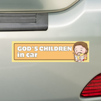 Gottes Kinder im Auto Niedlicher Cartoon Jesus & L Autoaufkleber