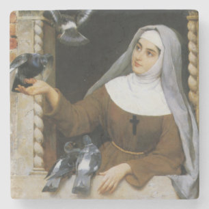 Gottes Kreaturen (Italienische Nun Fütternd Vögel) Steinuntersetzer
