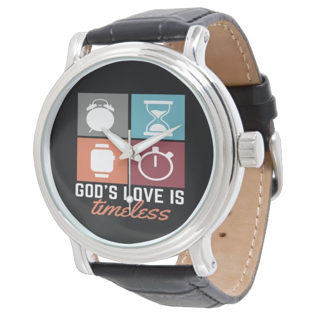Gottes Liebe ist zeitlose Christliche Uhr (Schrägansicht)