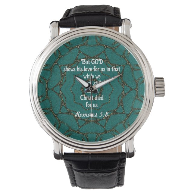 Gottes Liebe Zitat Romans 5:8 Armbanduhr (Vorderseite)