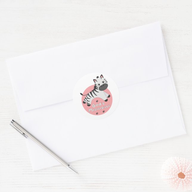 Gottes Meisterwerk Kawaii glückliches Baby Zebra S Runder Aufkleber (Umschlag)
