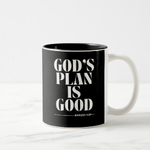 Gottes Plan ist gut - Römer 8:28 Zweifarbige Tasse