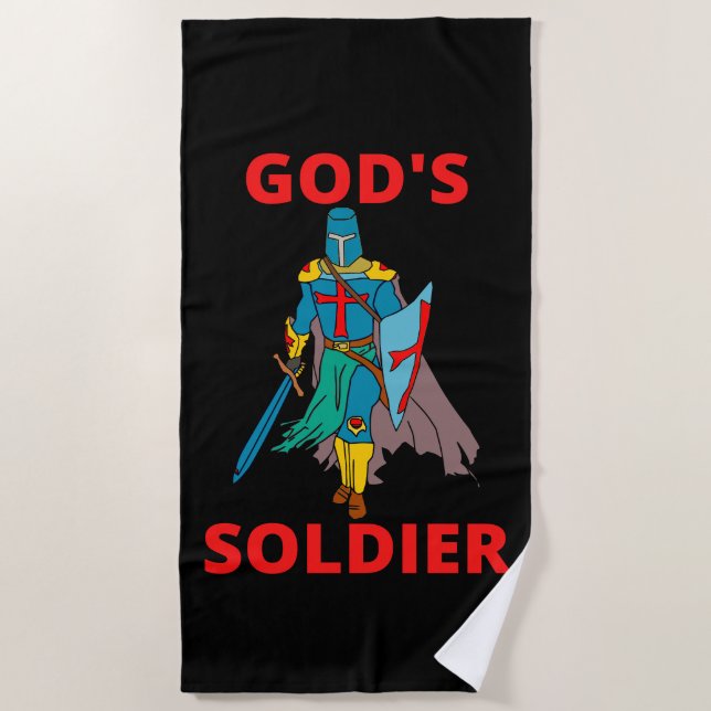 Gottes Soldat in Waffen Strandtuch (Vorderseite)
