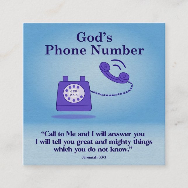 Gottes Telefonnummer Jeremiah 33:3 Quadratische Visitenkarte (Vorderseite)