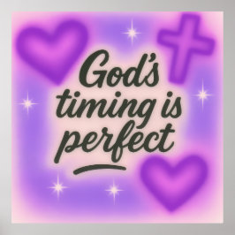 Gottes Timing ist perfekt Airbrush Retro 90er Lila Poster