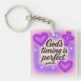 Gottes Timing ist perfekt Airbrush Retro 90er lila Schlüsselanhänger