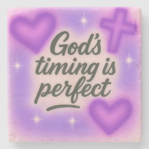 Gottes Timing ist perfekt Airbrush Retro 90er lila Steinuntersetzer