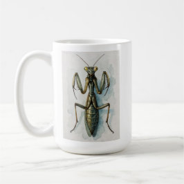 Gottesanbeterin Aquarellmalerei Insektenkunst Kaffeetasse