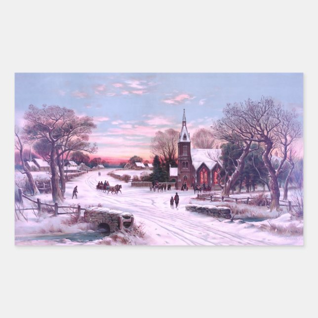 Gottesdienste an Weihnachten Rechteckiger Aufkleber (Vorderseite)