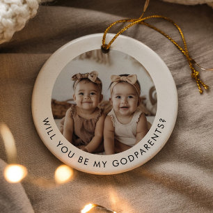 Gotteseltern-Foto-Angebot Mädchen Zwillinge Keramik Ornament