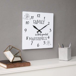 Gottesgeschenk Familie Metallkunst Quadratische Wanduhr