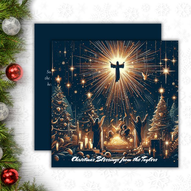 Gottesherrschaft Religiöser Jesus Christliche Weih Feiertagskarte (Glory to God Religious Jesus Christian Christmas Holiday Card)