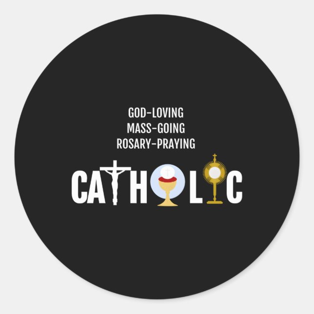 Gottesliebende Messe-Going Rosary-Praying Katholik Runder Aufkleber (Vorderseite)