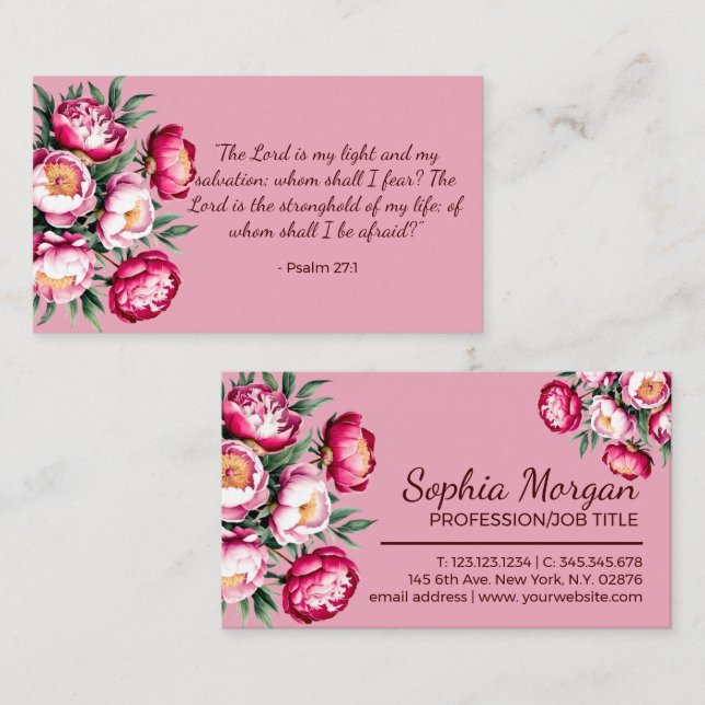 Gottesversprechen Aquarellschrift - Psalm 27:1 Visitenkarte (Vorne/Hinten)