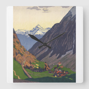 Gotthard-Pass Gebirgspass in den Alpen Quadratische Wanduhr
