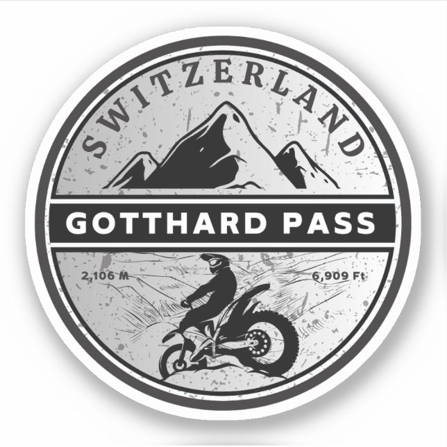 Gotthard Pass - Schweizer Alpen Aufkleber (Vorderseite)