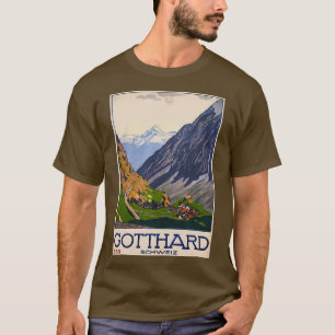 Gotthard Schweiz 1914 Reiseplakat T-Shirt