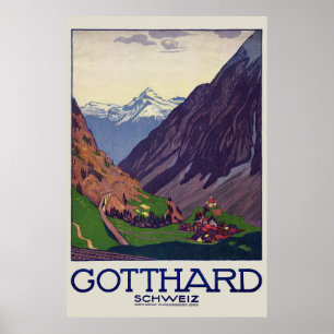Gotthard Schweiz Schweiz Vintage Poster 1914