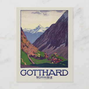 Gotthard Schweiz Schweiz Vintage Poster 1914 Postkarte