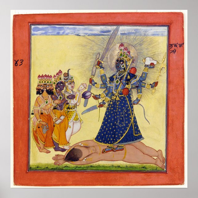 Göttin Bhadrakali, von den Göttern 1675 verehrt Poster (Vorne)