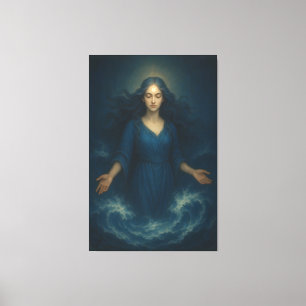 Göttin der Gezeitenruhe – Ozeangeist Blaue Aura Leinwanddruck