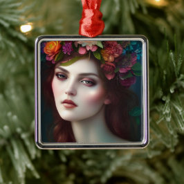 Göttin der Liebe Portrait der Atemberaubenden Blum Ornament Aus Metall