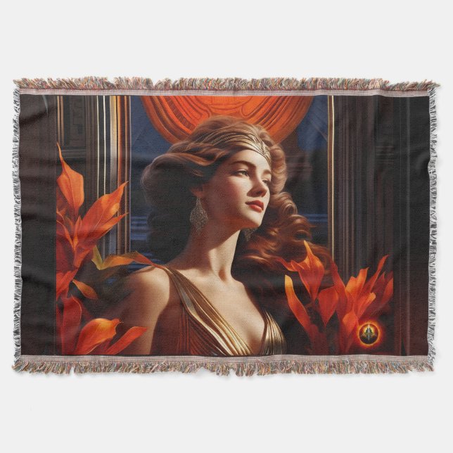 Göttin der Sonne Art Deco Romantischer Glamour Decke (Vorderseite)