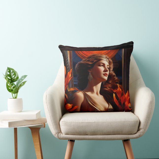 Göttin der Sonne Art Deco Romantischer Glamour Kissen (Stuhl )