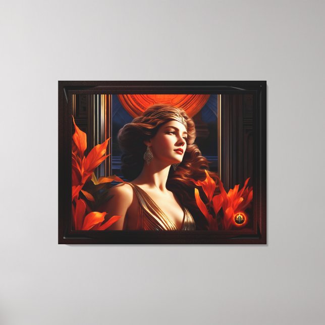 Göttin der Sonne Art Deco Romantischer Glamour Leinwanddruck (Vorderseite)