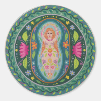 Göttin des Frühlings Mandala Runder Aufkleber