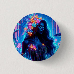 Göttin des Lichneons glühende Forest Fantasy Art Button