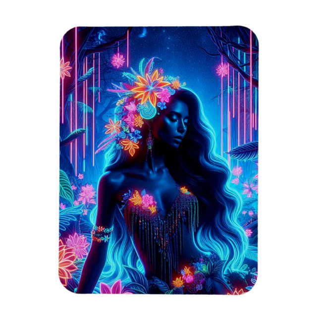 Göttin des Lichneons glühende Forest Fantasy Art Magnet (Vertikal)