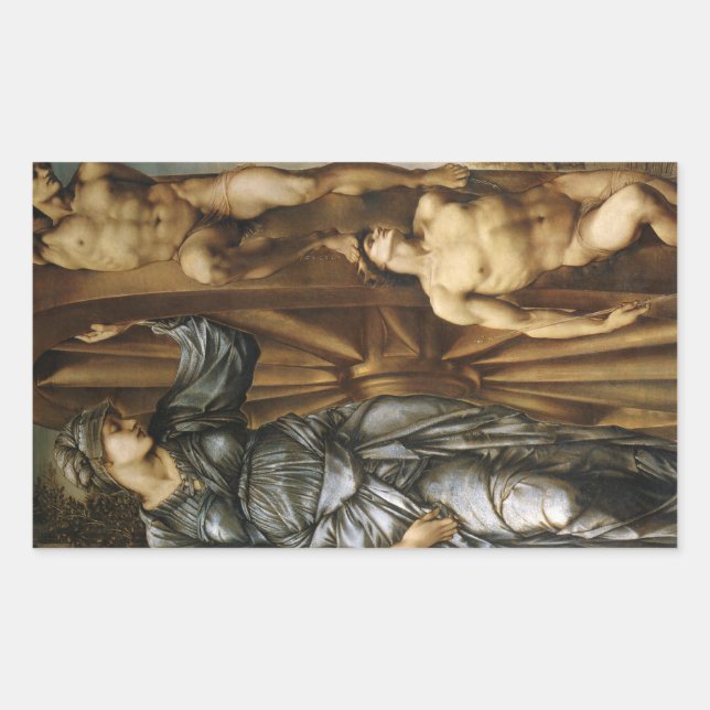 Göttin, die das Glücksrad dreht (Burne-Jones) Rechteckiger Aufkleber (Vorderseite)