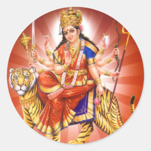 Göttin Durga (hindische Göttin) Runder Aufkleber